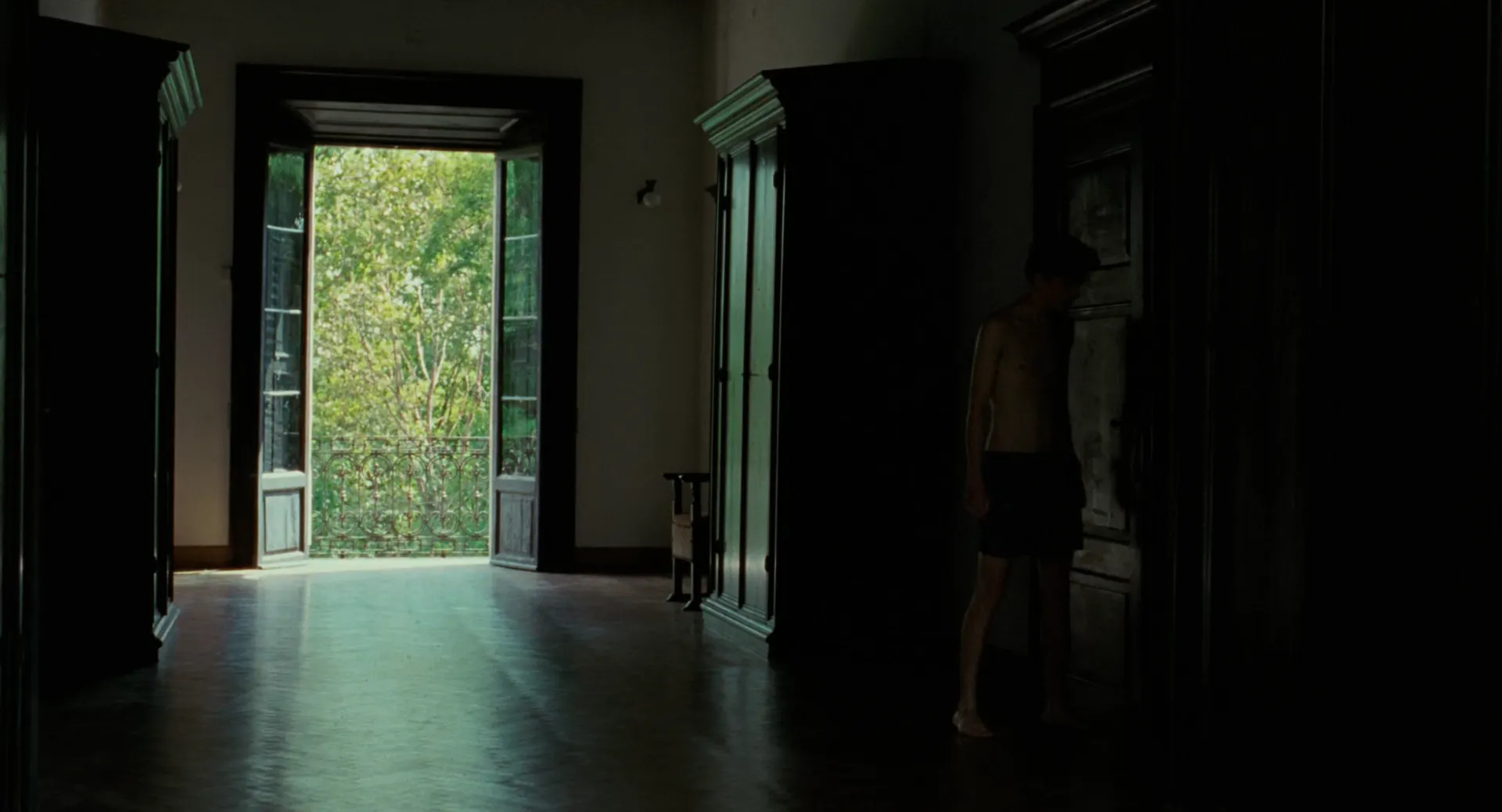 A sunlit doorway glows in a dark interior — Call Me by Your Name (2017)