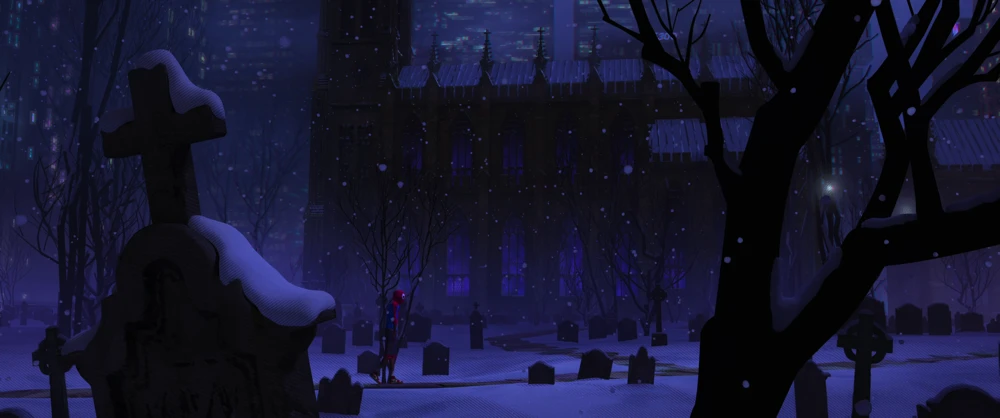 Still frame 121 from Spider-Man: Into the Spider-Verse (2018) directed by Bob Persichetti, Peter Ramsey, Rodney Rothman