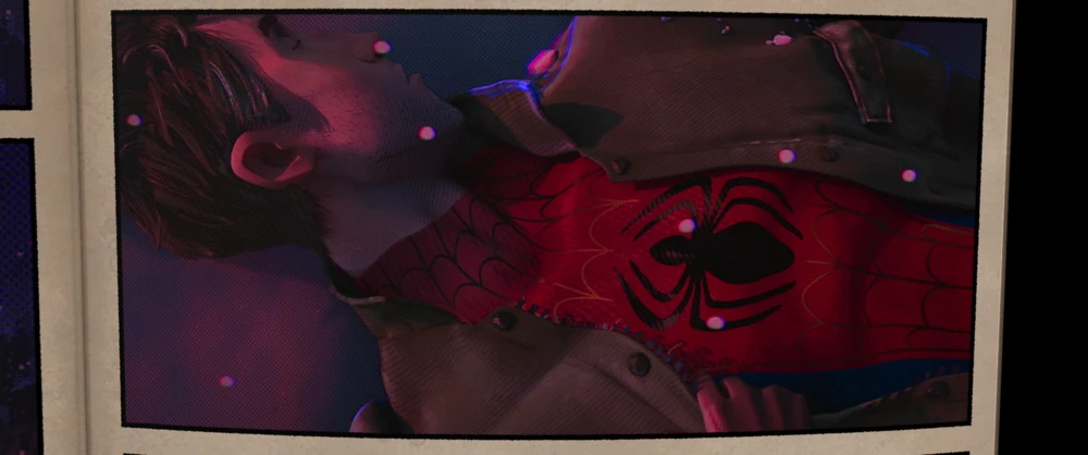 Still frame 136 from Spider-Man: Into the Spider-Verse (2018) directed by Bob Persichetti, Peter Ramsey, Rodney Rothman
