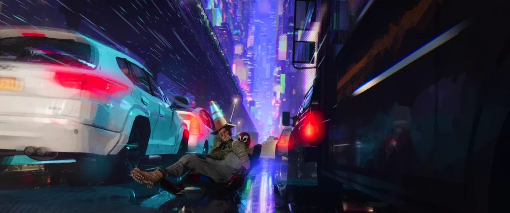Still frame 141 from Spider-Man: Into the Spider-Verse (2018) directed by Bob Persichetti, Peter Ramsey, Rodney Rothman