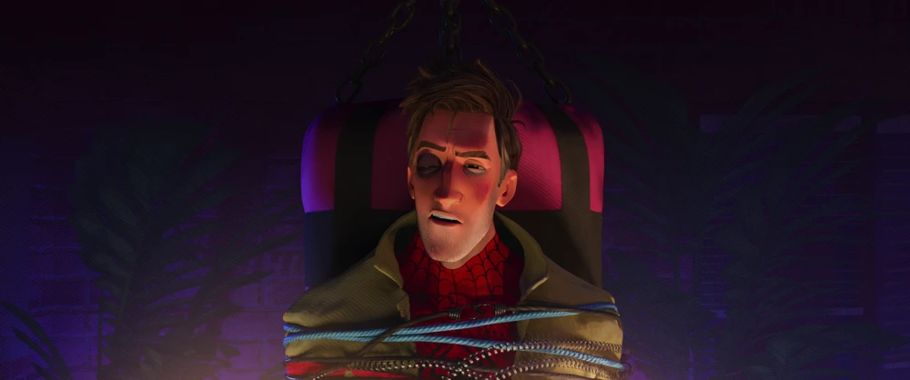 Still frame 144 from Spider-Man: Into the Spider-Verse (2018) directed by Bob Persichetti, Peter Ramsey, Rodney Rothman
