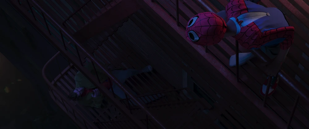 Still frame 149 from Spider-Man: Into the Spider-Verse (2018) directed by Bob Persichetti, Peter Ramsey, Rodney Rothman