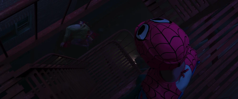 Still frame 150 from Spider-Man: Into the Spider-Verse (2018) directed by Bob Persichetti, Peter Ramsey, Rodney Rothman