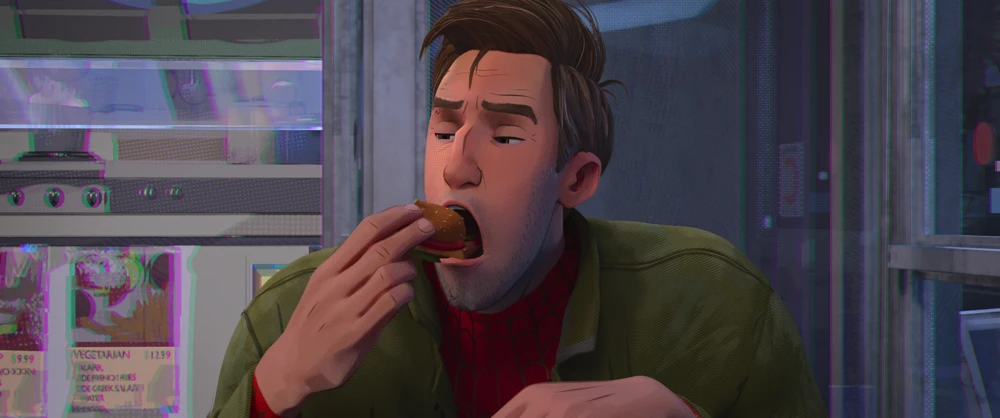 Still frame 159 from Spider-Man: Into the Spider-Verse (2018) directed by Bob Persichetti, Peter Ramsey, Rodney Rothman