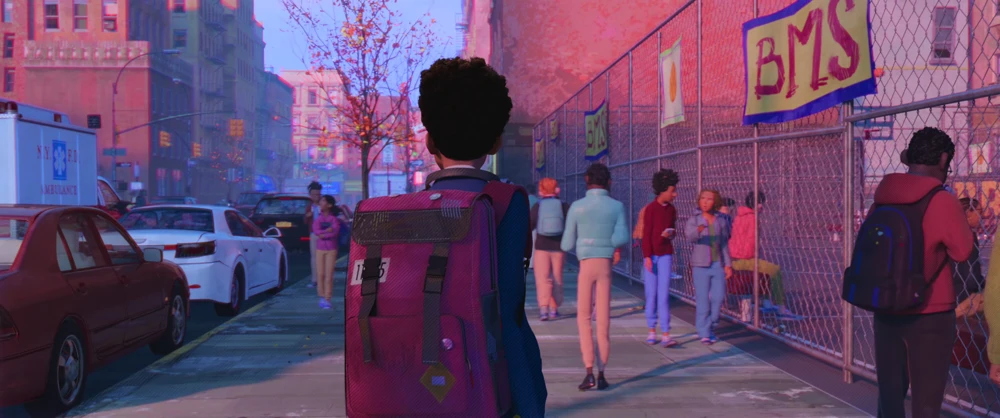 Still frame 11 from Spider-Man: Into the Spider-Verse (2018) directed by Bob Persichetti, Peter Ramsey, Rodney Rothman