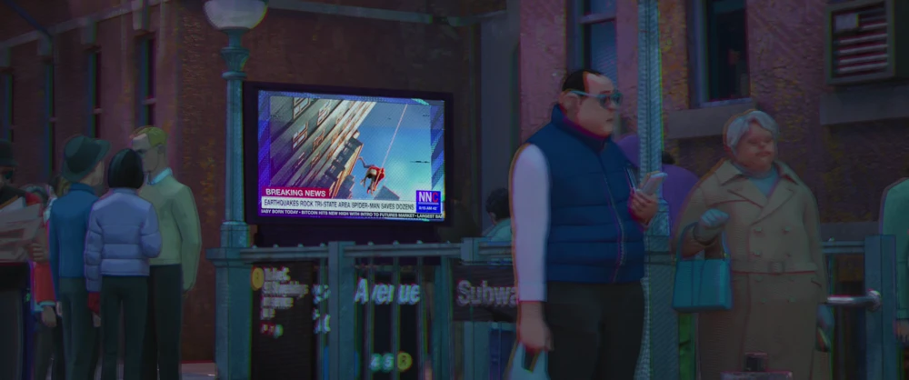 Still frame 14 from Spider-Man: Into the Spider-Verse (2018) directed by Bob Persichetti, Peter Ramsey, Rodney Rothman