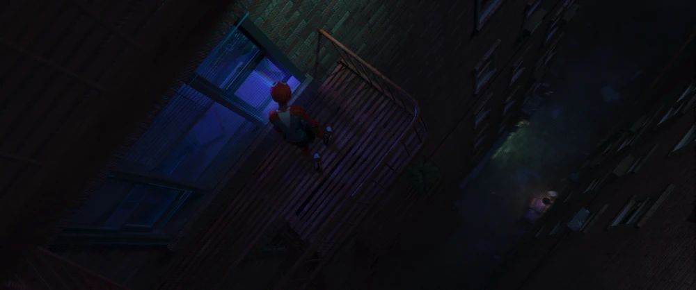 Still frame 240 from Spider-Man: Into the Spider-Verse (2018) directed by Bob Persichetti, Peter Ramsey, Rodney Rothman