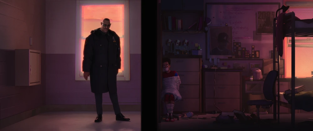 Still frame 295 from Spider-Man: Into the Spider-Verse (2018) directed by Bob Persichetti, Peter Ramsey, Rodney Rothman