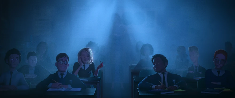 Still frame 25 from Spider-Man: Into the Spider-Verse (2018) directed by Bob Persichetti, Peter Ramsey, Rodney Rothman