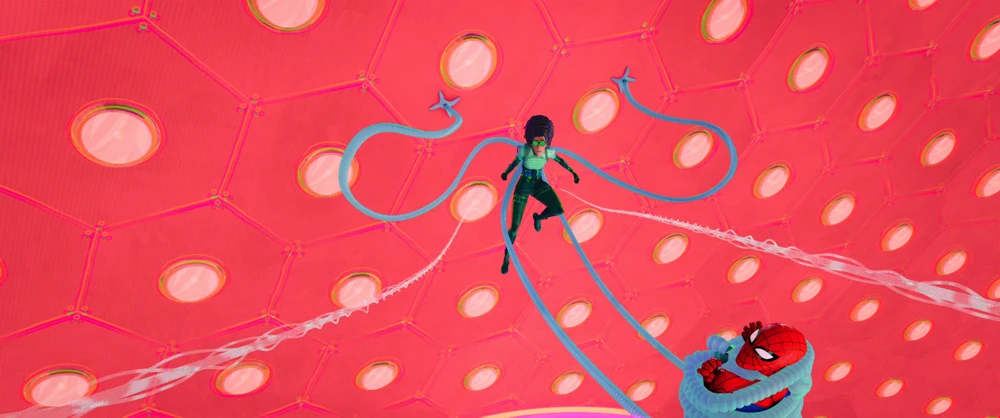 Still frame 320 from Spider-Man: Into the Spider-Verse (2018) directed by Bob Persichetti, Peter Ramsey, Rodney Rothman