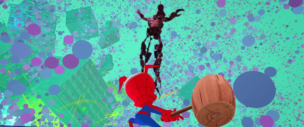 Still frame 327 from Spider-Man: Into the Spider-Verse (2018) directed by Bob Persichetti, Peter Ramsey, Rodney Rothman