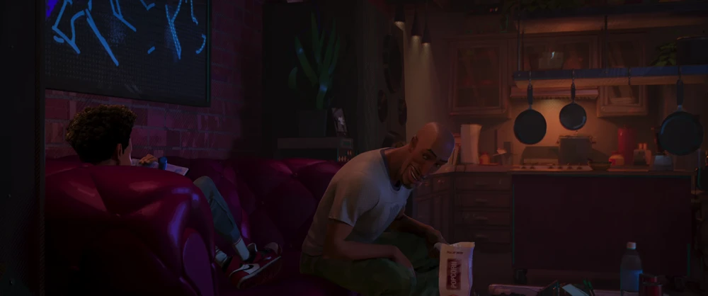 Still frame 34 from Spider-Man: Into the Spider-Verse (2018) directed by Bob Persichetti, Peter Ramsey, Rodney Rothman