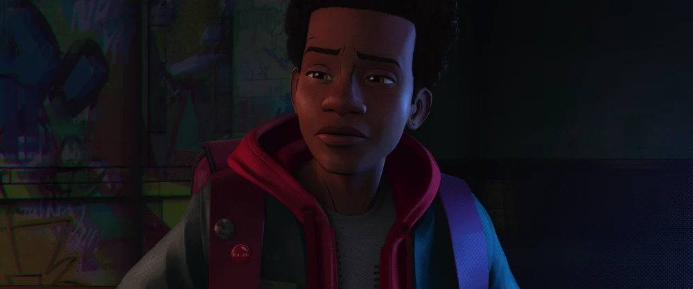 Still frame 45 from Spider-Man: Into the Spider-Verse (2018) directed by Bob Persichetti, Peter Ramsey, Rodney Rothman