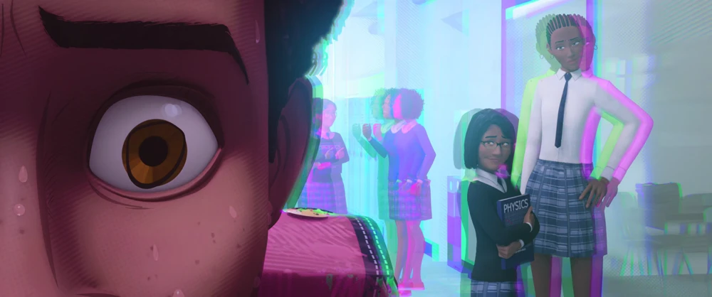 Still frame 55 from Spider-Man: Into the Spider-Verse (2018) directed by Bob Persichetti, Peter Ramsey, Rodney Rothman