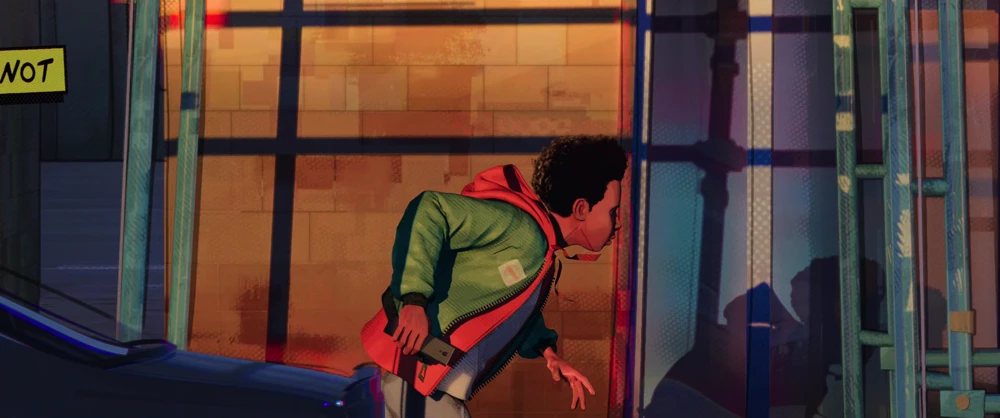Still frame 63 from Spider-Man: Into the Spider-Verse (2018) directed by Bob Persichetti, Peter Ramsey, Rodney Rothman