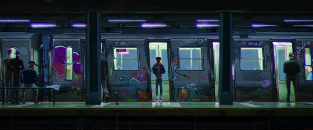 Still frame 65 from Spider-Man: Into the Spider-Verse (2018) directed by Bob Persichetti, Peter Ramsey, Rodney Rothman